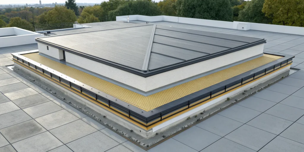 The price for a flat roof replacement with new materials being installed.