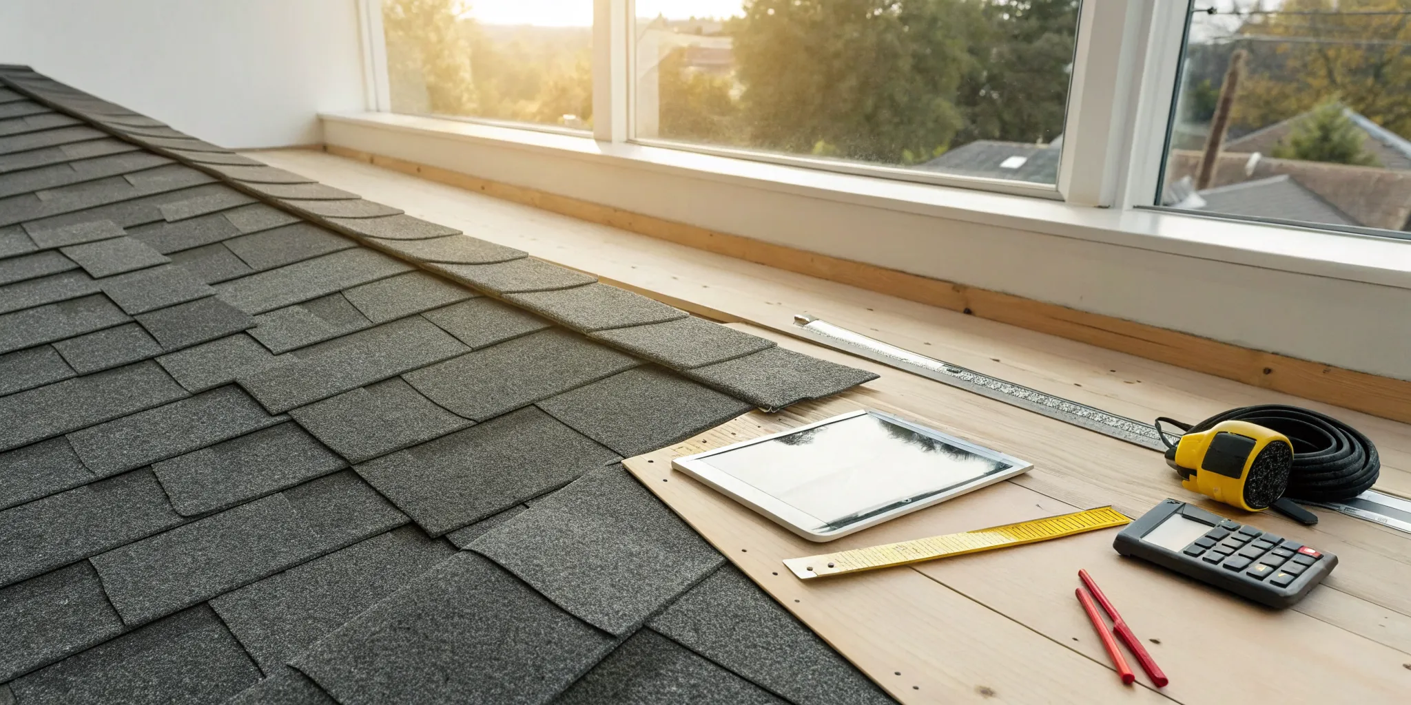 A roofer assessing damaged shingles to determine the roof repair cost.