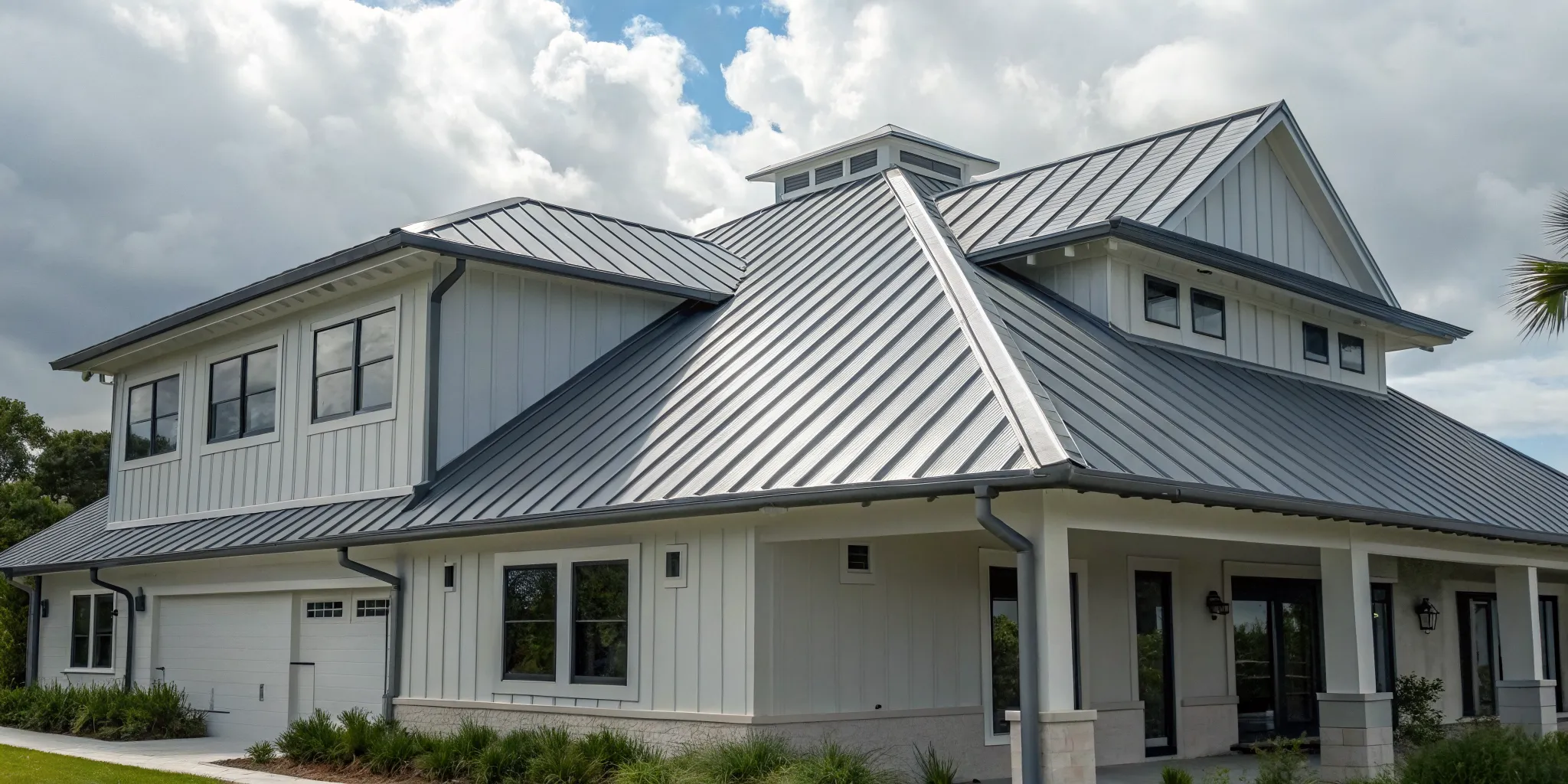 A durable metal hurricane roofing system on a modern home.