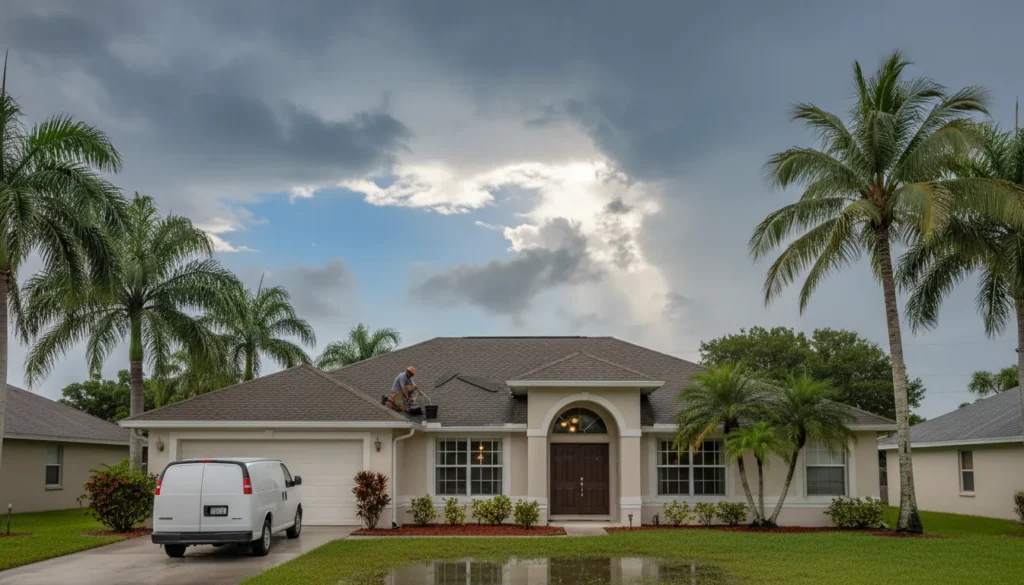 Florida roof leak inspection after storm damage