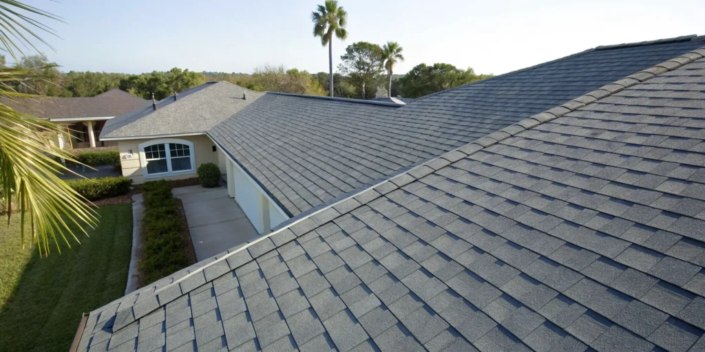 A typical asphalt shingle roof weathering the Florida climate.