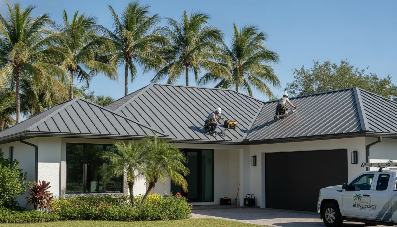 Modern home with a standing seam metal roof in St. Petersburg, Florida