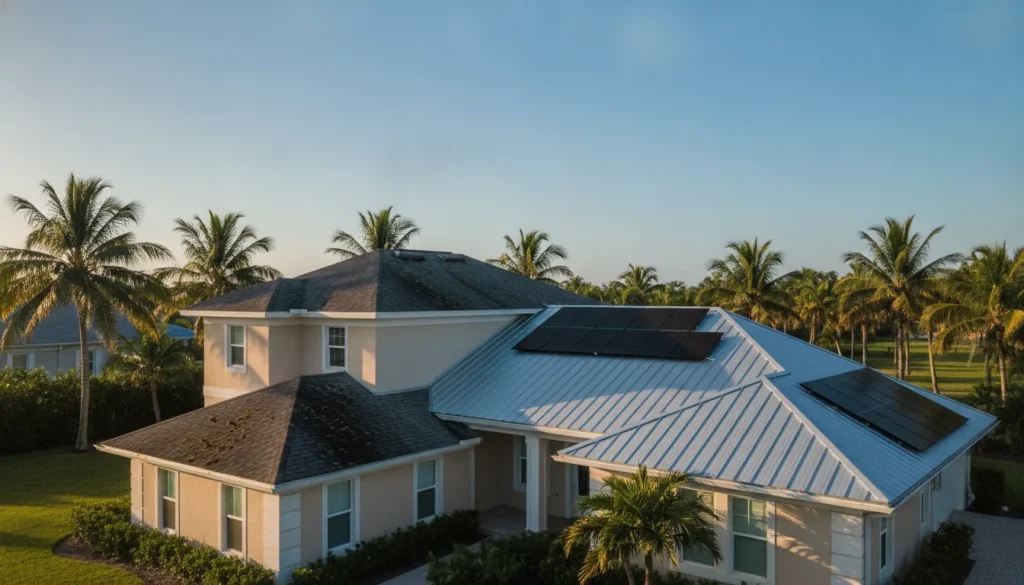Comparing an asphalt shingle roof and a metal roof on a Florida home
