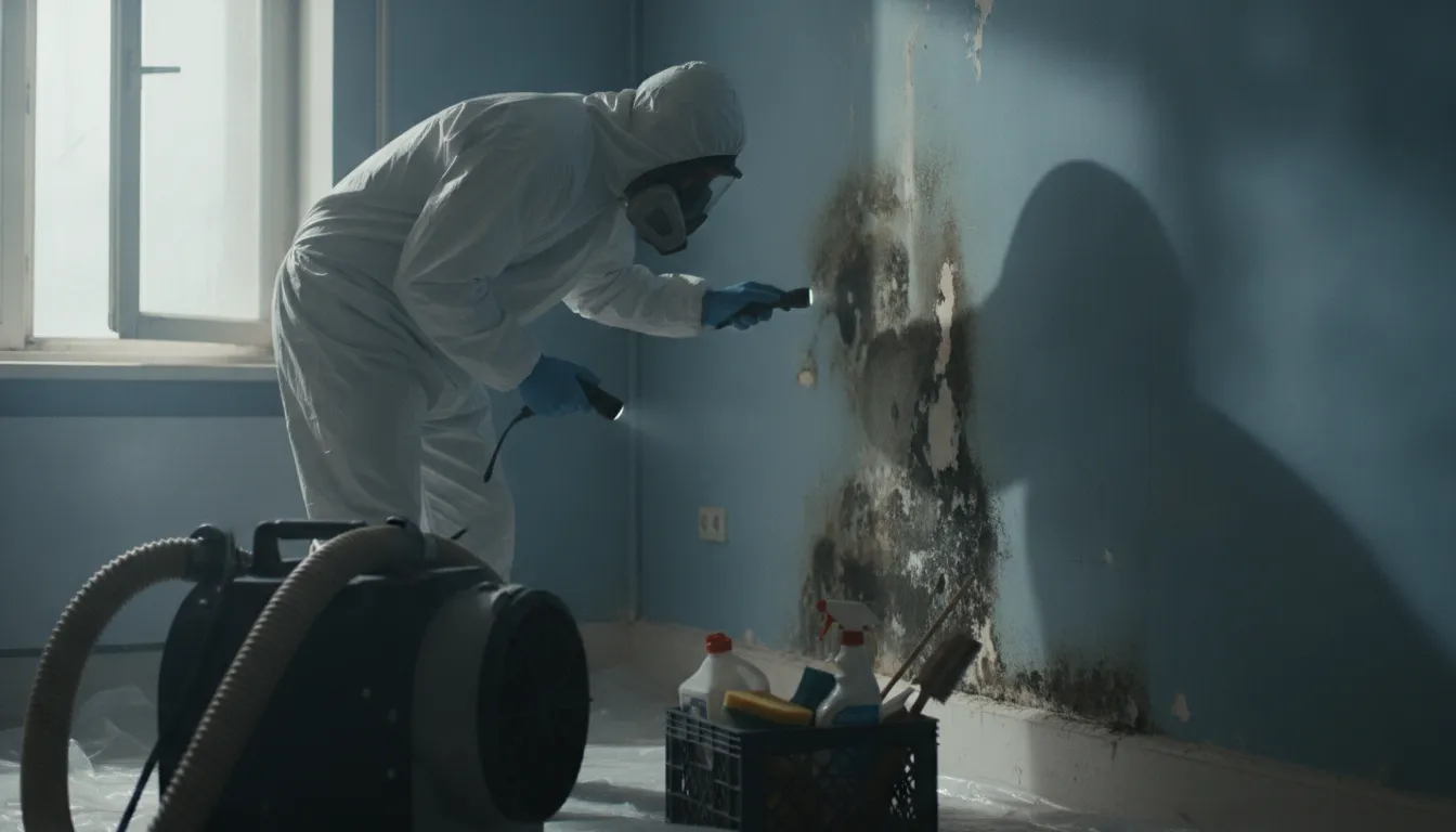 Professional mold and mildew remediation inspection in a Florida home